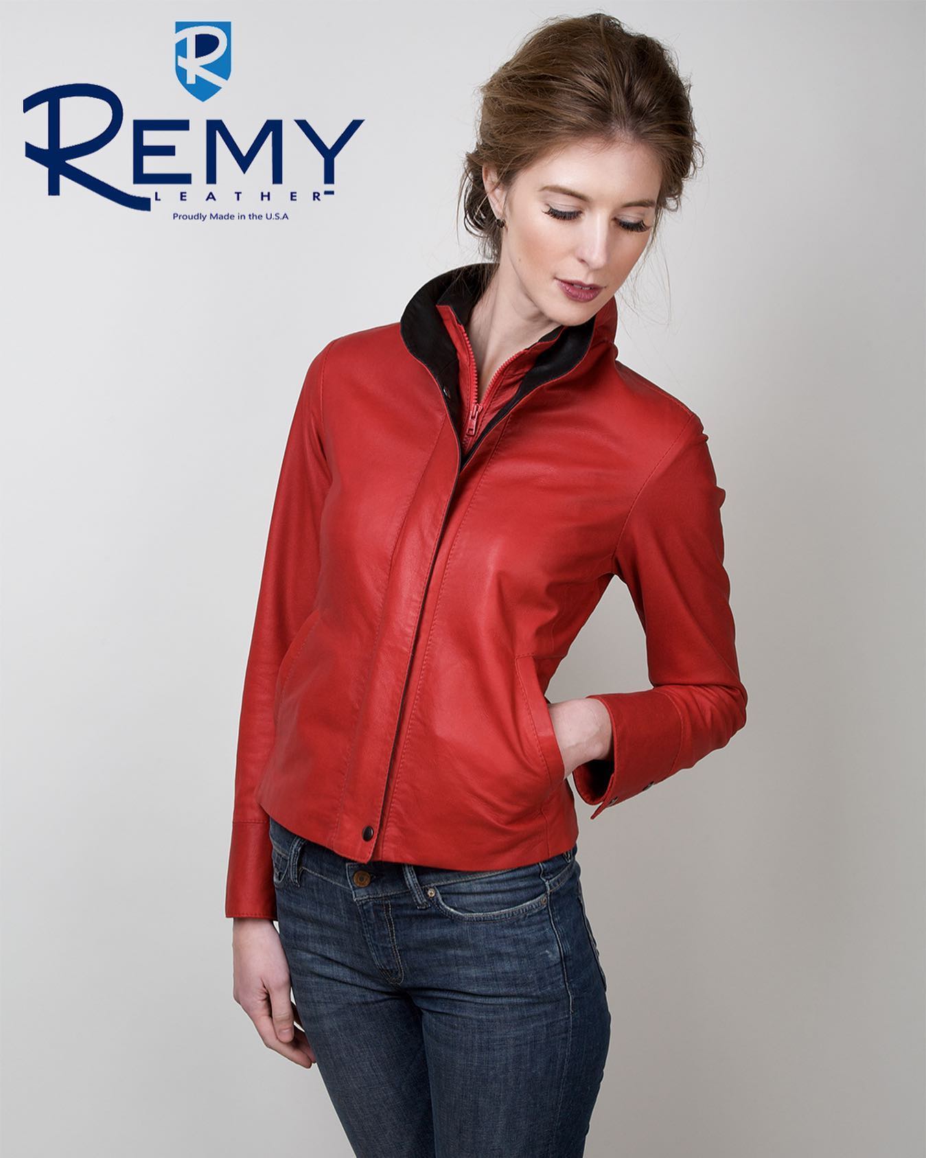 Women\'s Remy Red Double Collar Leather Leather – Pegasus Light (Sausalito)
